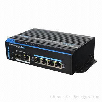 4 Ports PoE Ethernet Switch, 10/100Mbps with SFP Fiber Connection with Raise Power Consumption